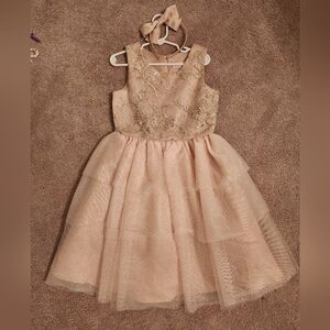 Biscotti Pink Dress with Gold Detailing